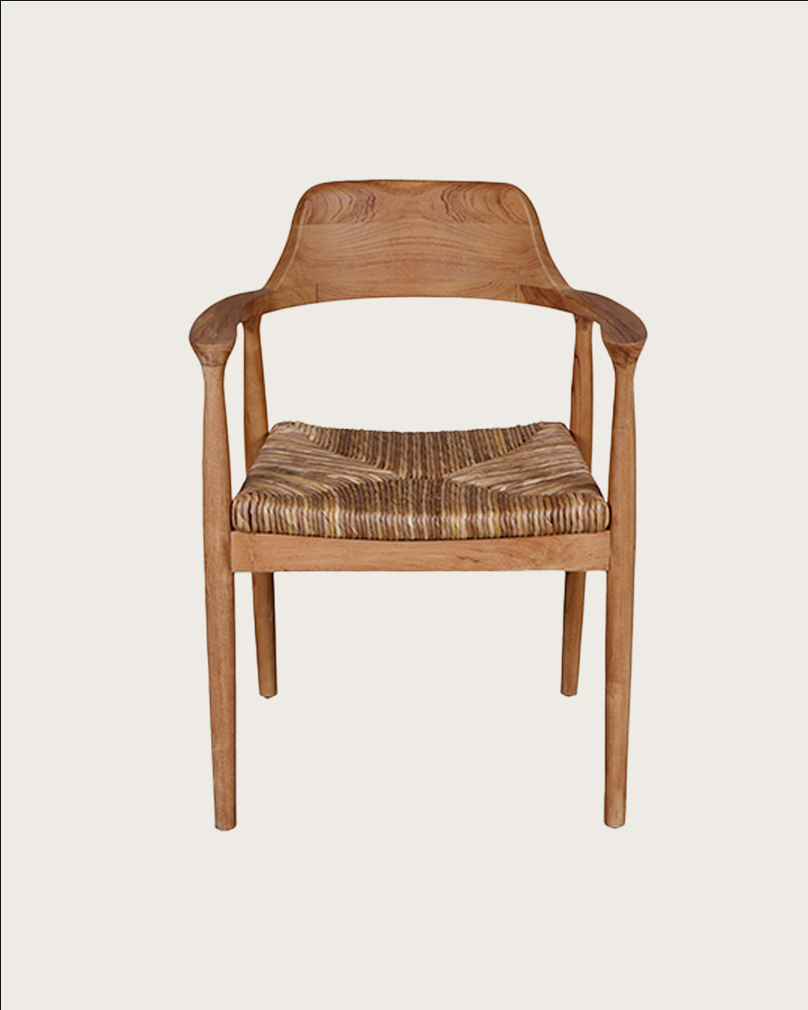 Zaha - Stuhl aus massivem Teakholz und Stroh