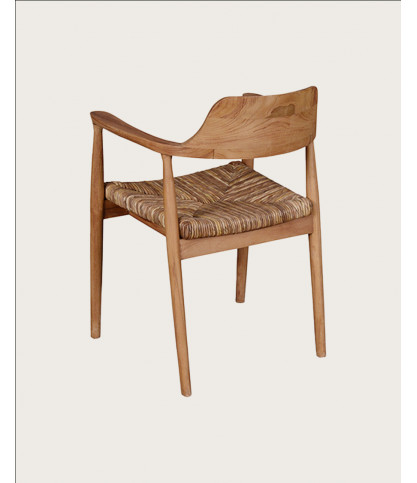 Zaha - Stuhl aus massivem Teakholz und Stroh