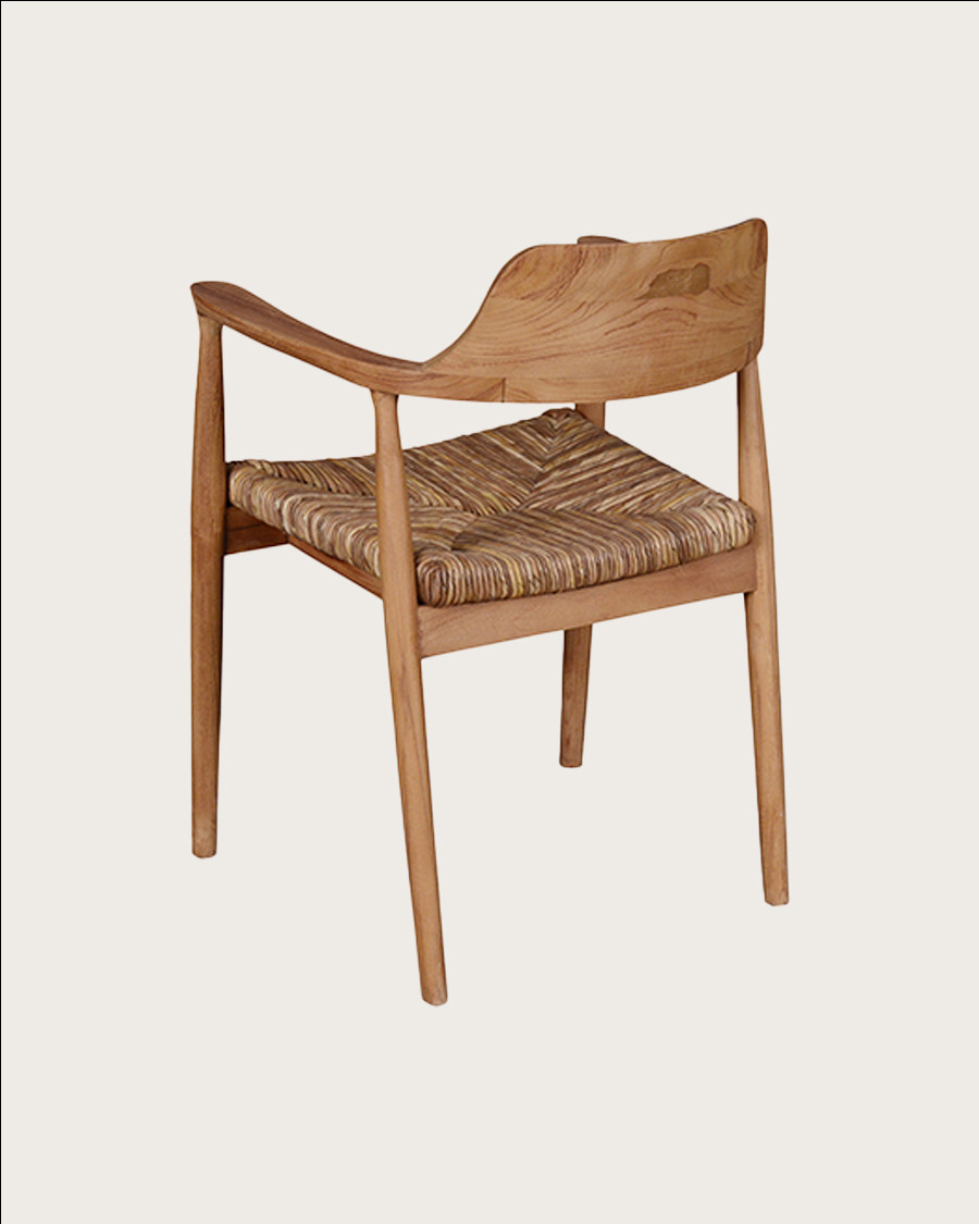 Zaha - Lot de 2 chaises en teck massif et paille