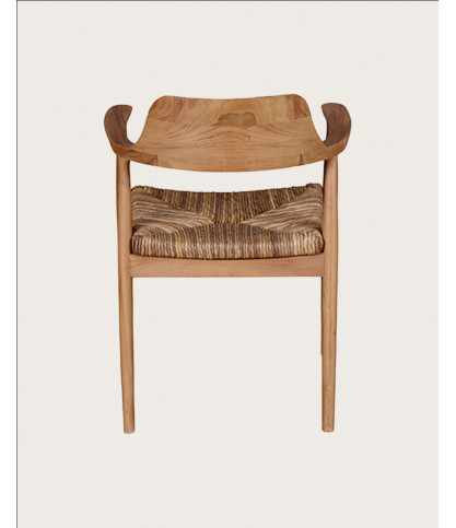 Zaha - Stuhl aus massivem Teakholz und Stroh