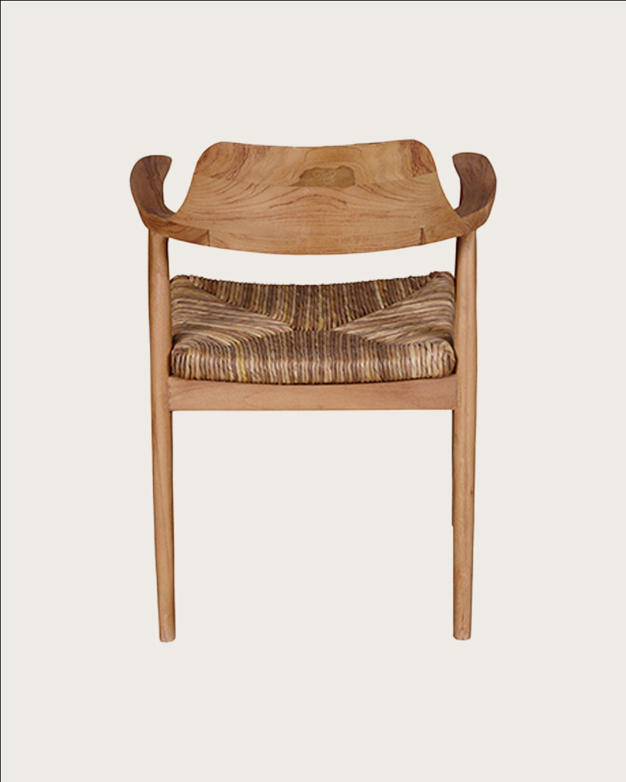 Zaha - Lot de 2 chaises en teck massif et paille