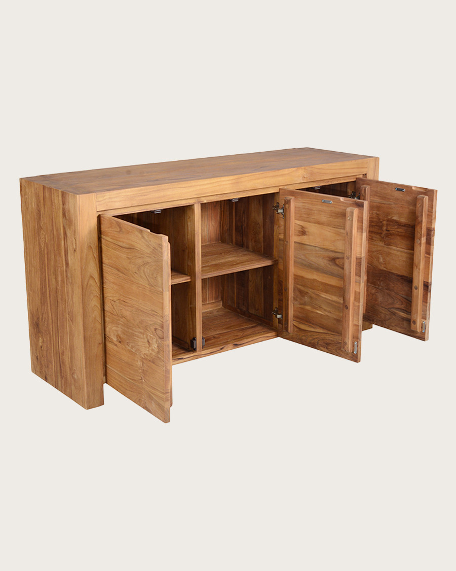 Kutaya - Aparador de teca maciza de 3 puertas