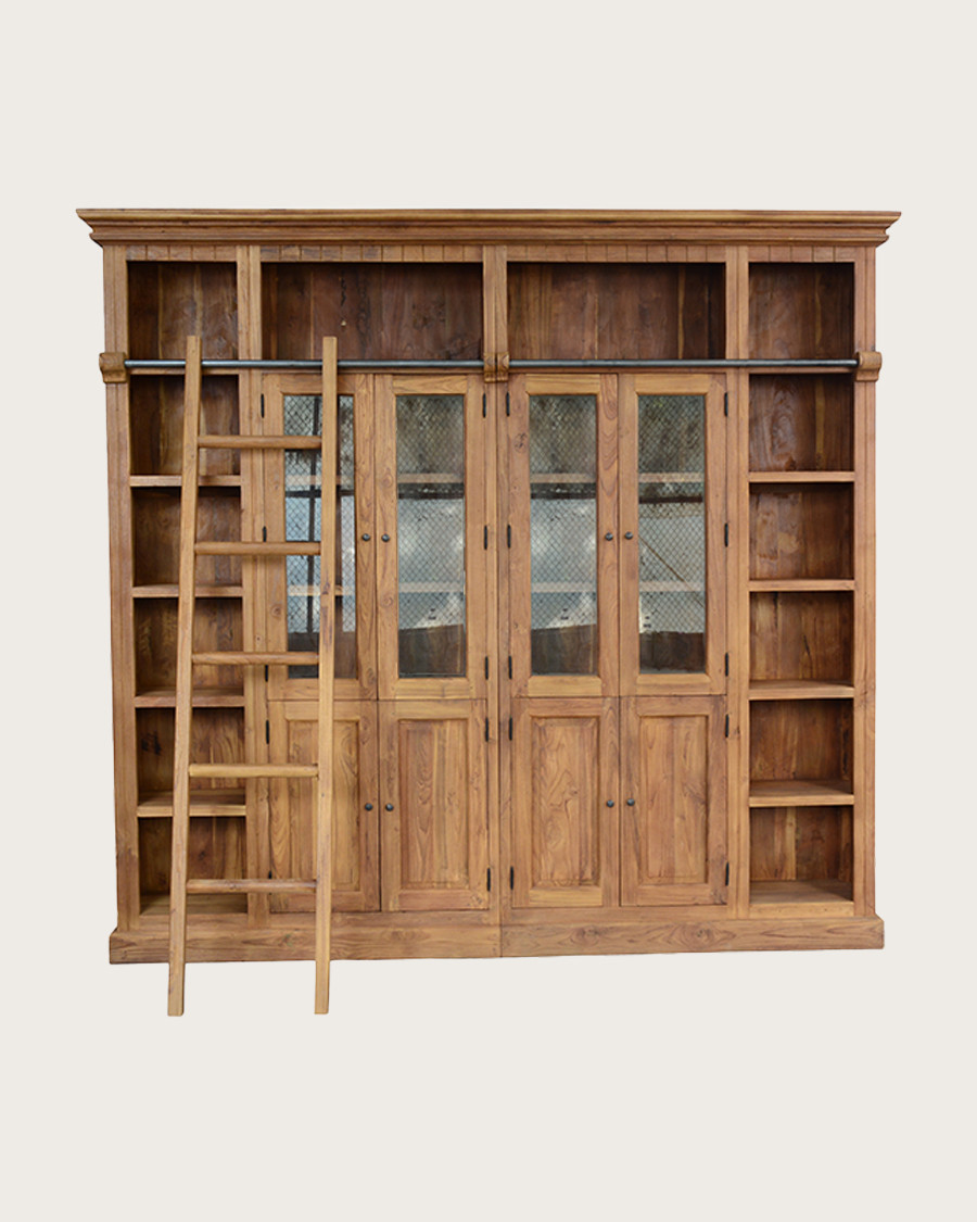 Annisa - Libreria in legno massello di teak riciclato, 250 cm