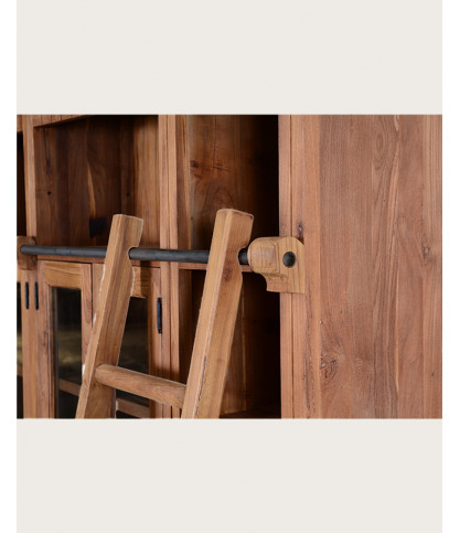 Annisa - Libreria in legno massello di teak riciclato, 250 cm