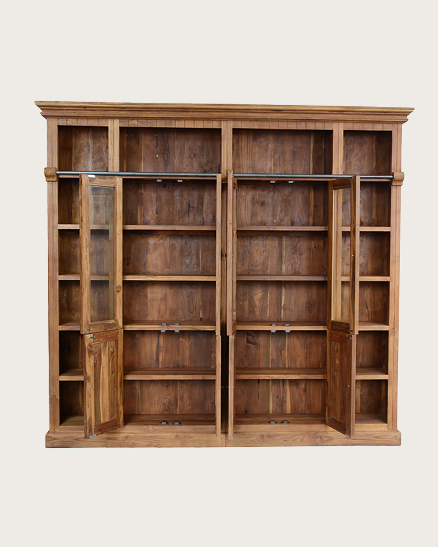 Annisa - Librería fabricada en madera maciza de teca reciclada, 250 cm