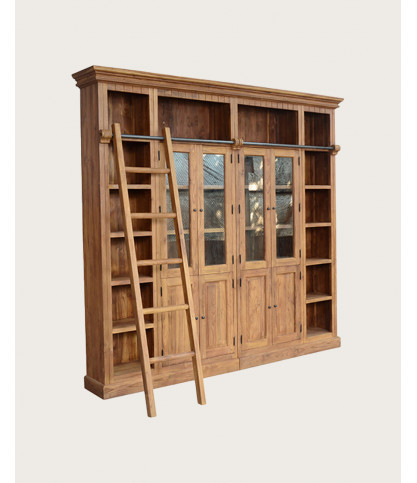Annisa - Libreria in legno massello di teak riciclato, 250 cm