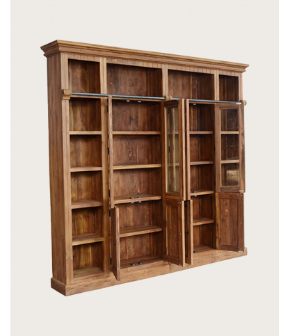 Annisa - Boekenkast gemaakt van massief gerecycled teakhout, 250 cm