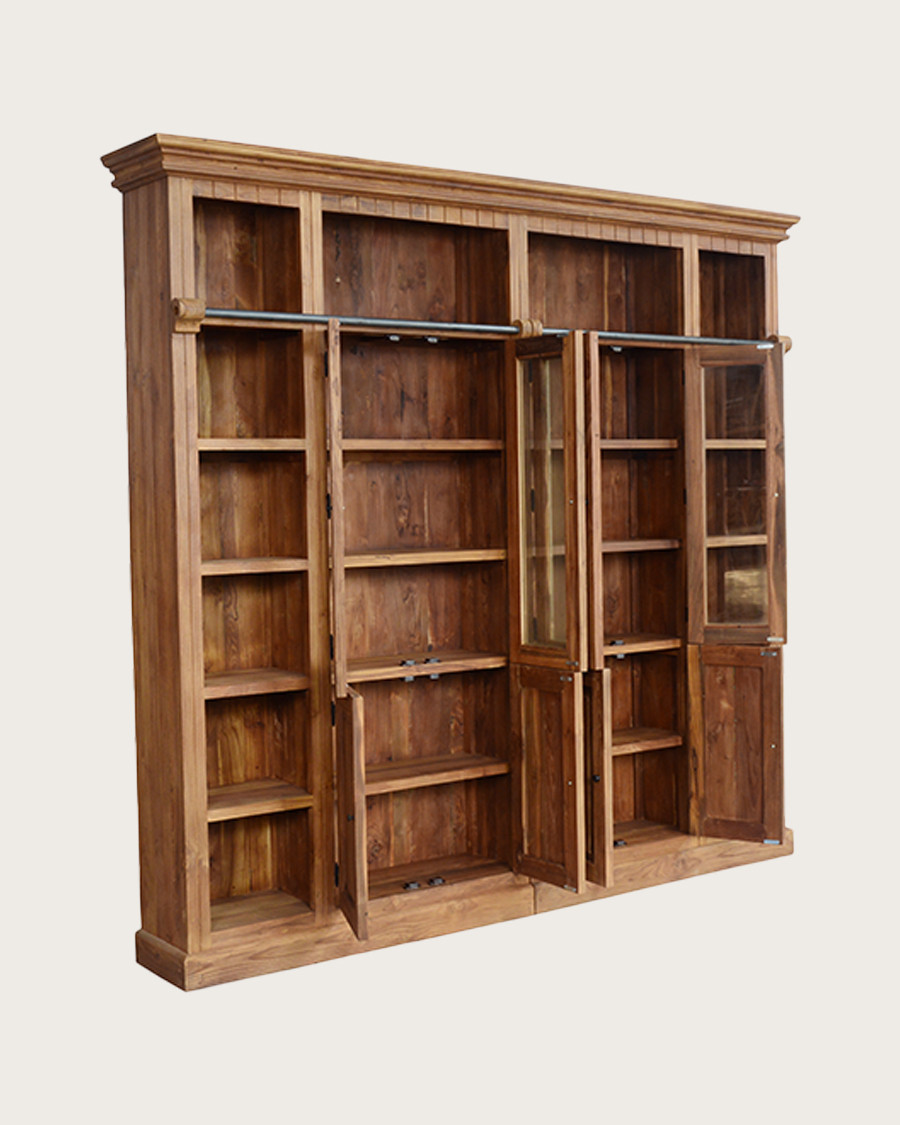 Annisa - Boekenkast gemaakt van massief gerecycled teakhout, 250 cm