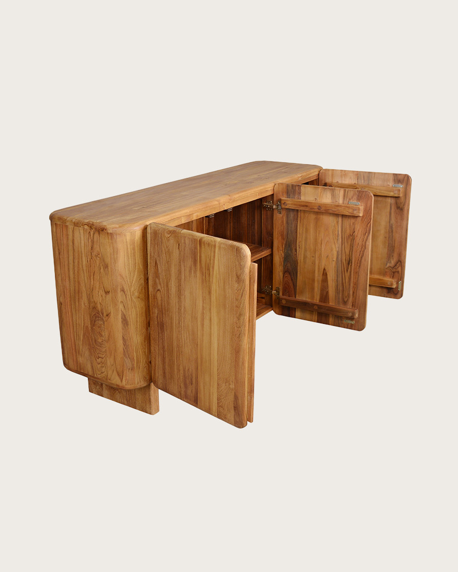 Cahya - Credenza bassa in legno massello di teak riciclato, 170 cm