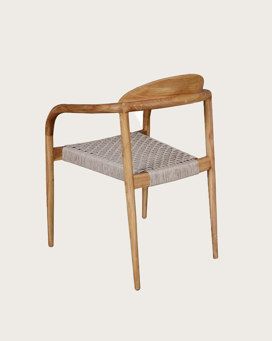 Kima - Chaise en teck massif et corde gris