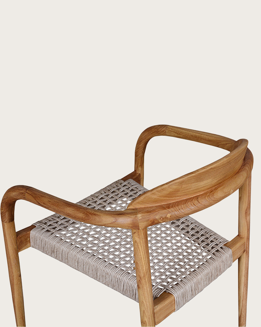 Kima - Chaise en teck massif et corde gris