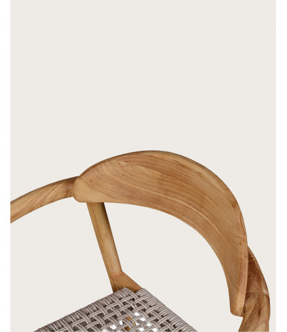 Kima - Chaise en teck massif et corde gris