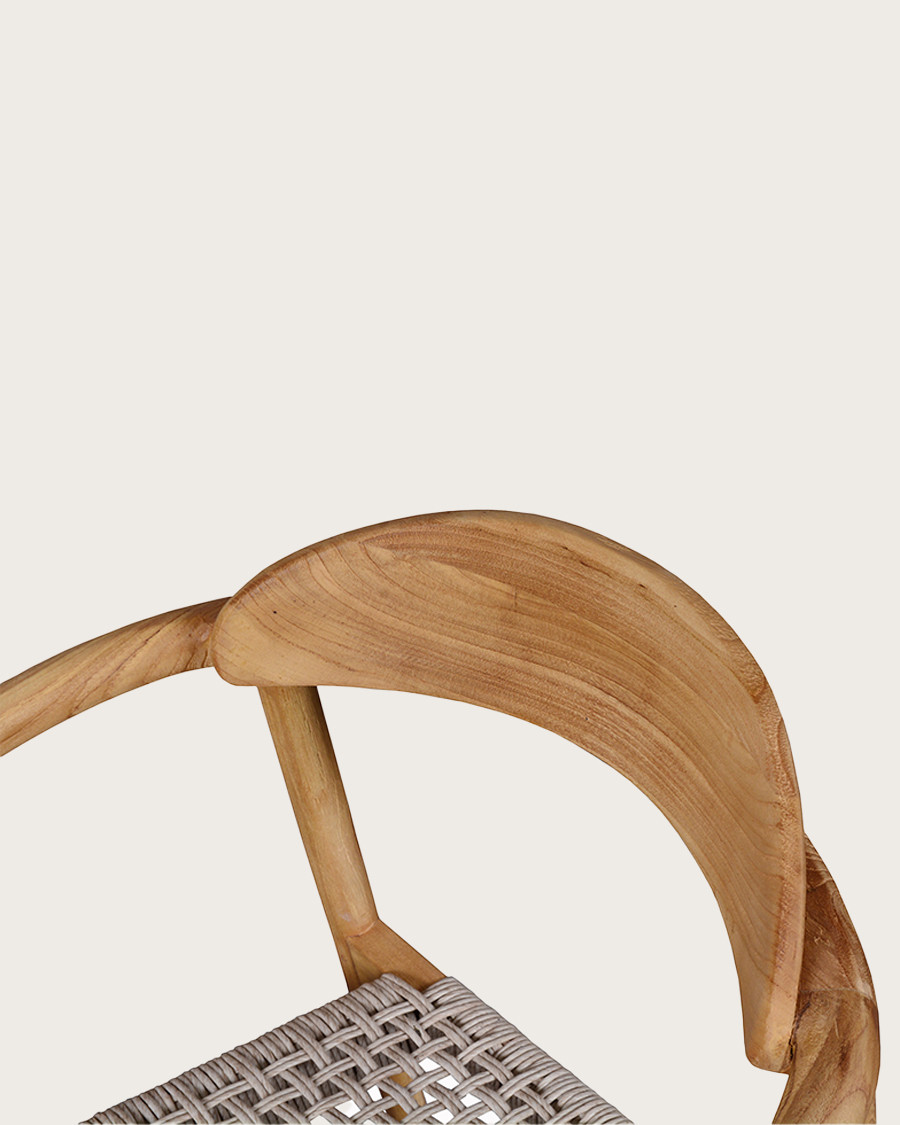 Kima - Chaise en teck massif et corde gris