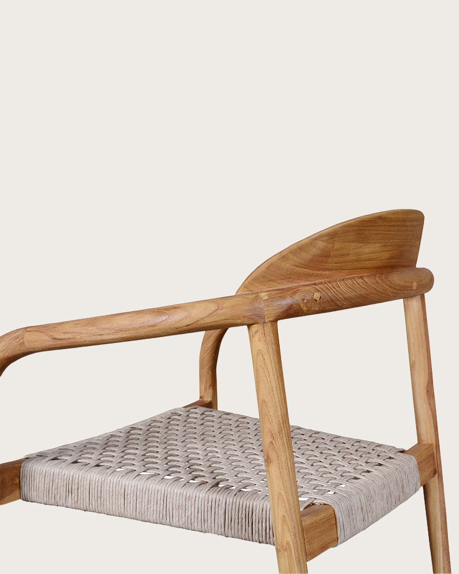 Kima - Chaise en teck massif et corde gris