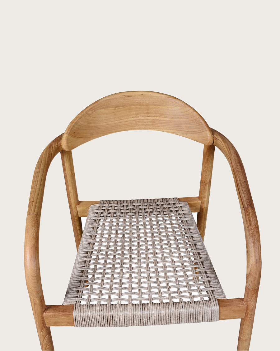 Kima - Chaise en teck massif et corde gris