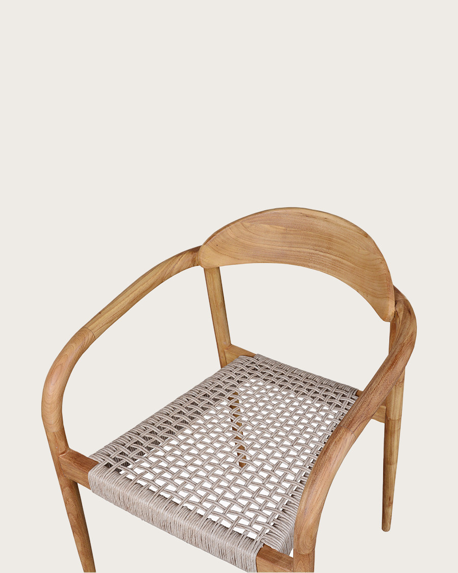 Kima - Chaise en teck massif et corde gris
