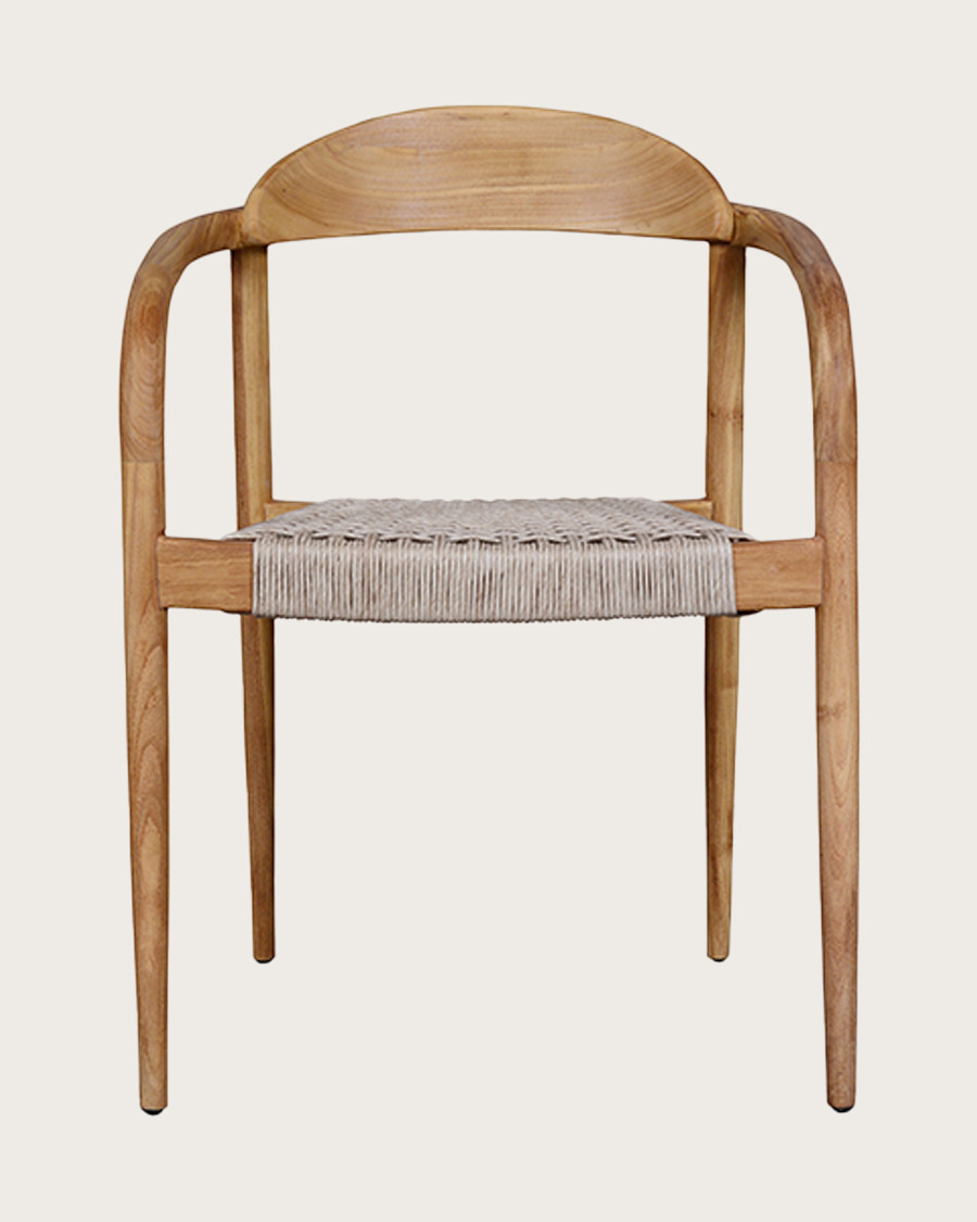 Kima - Chaise en teck massif et corde gris
