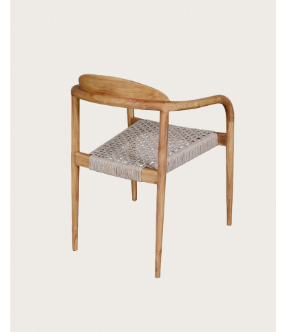 Kima - Chaise en teck massif et corde gris