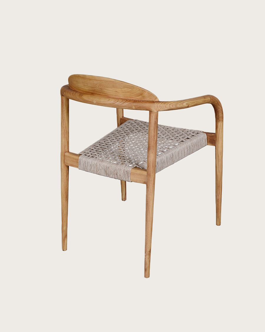 Kima - Chaise en teck massif et corde gris