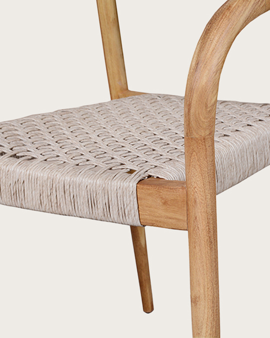 Kima - Chaise en teck massif et corde gris