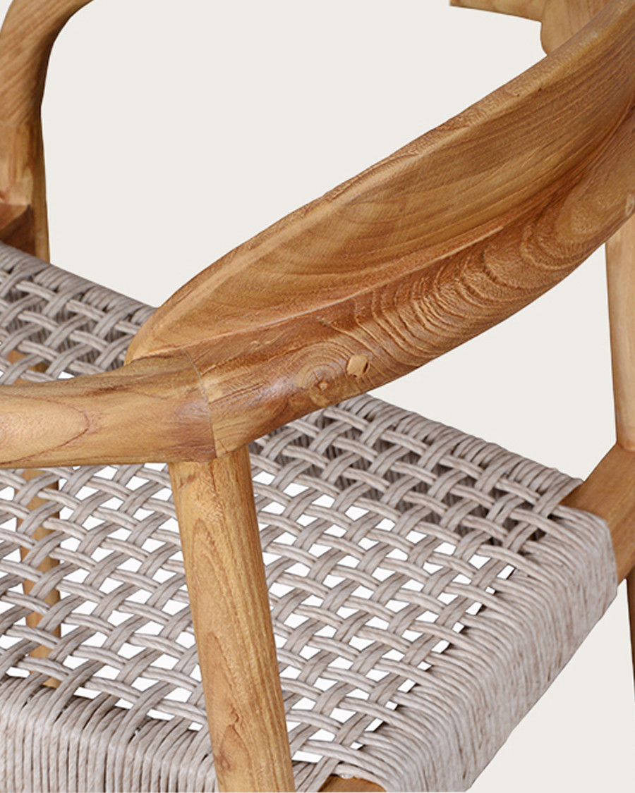 Kima - Chaise en teck massif et corde gris