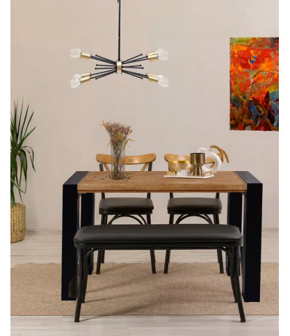 Arche - Square dining table in solid teak and metal L130 cm 8 people.
