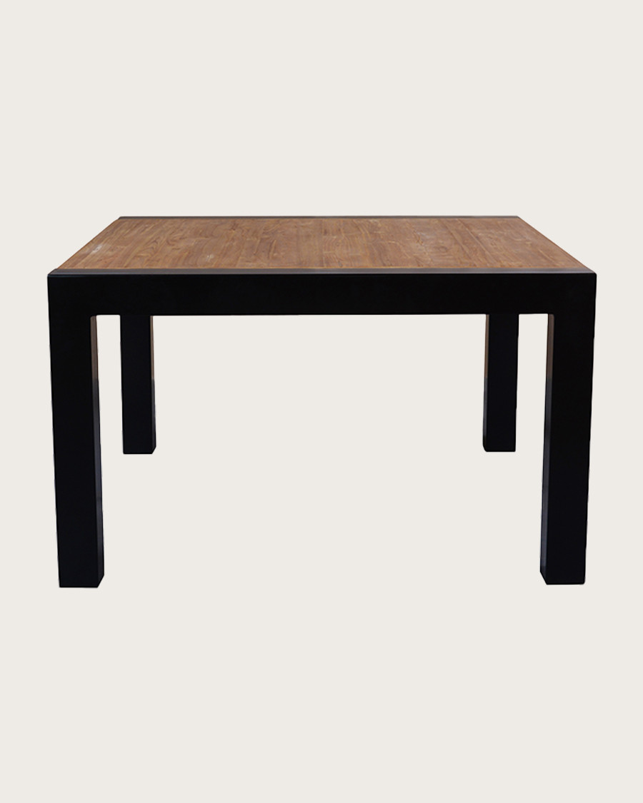 Arche - Quadratischer Esstisch aus massivem Teakholz und Metall L130 cm für 8 Personen.