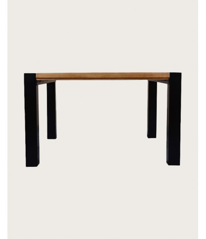 Arche - Mesa de comedor cuadrada de teca maciza y metal, 130 cm de largo, 8 personas.