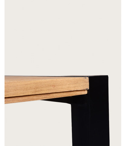 Arche - Quadratischer Esstisch aus massivem Teakholz und Metall L130 cm für 8 Personen.