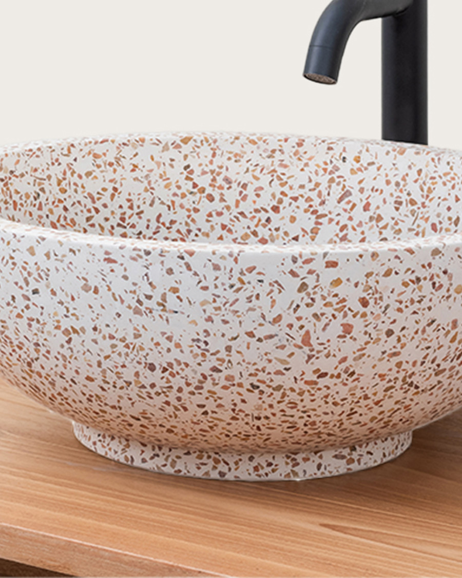copy of Lava - Vasque marbre terrazzo blanc avec du gris et du bleu