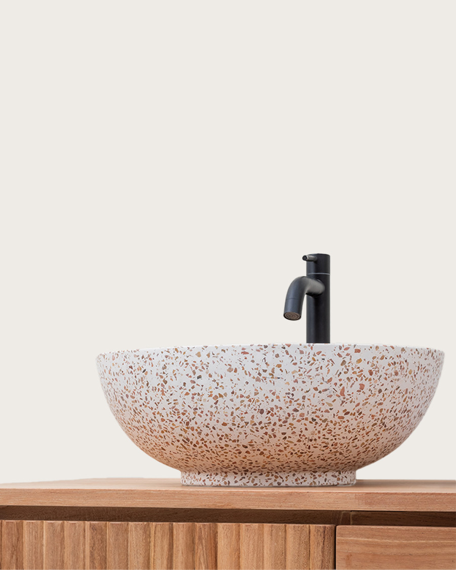copy of Lava - Vasque marbre terrazzo blanc avec du gris et du bleu