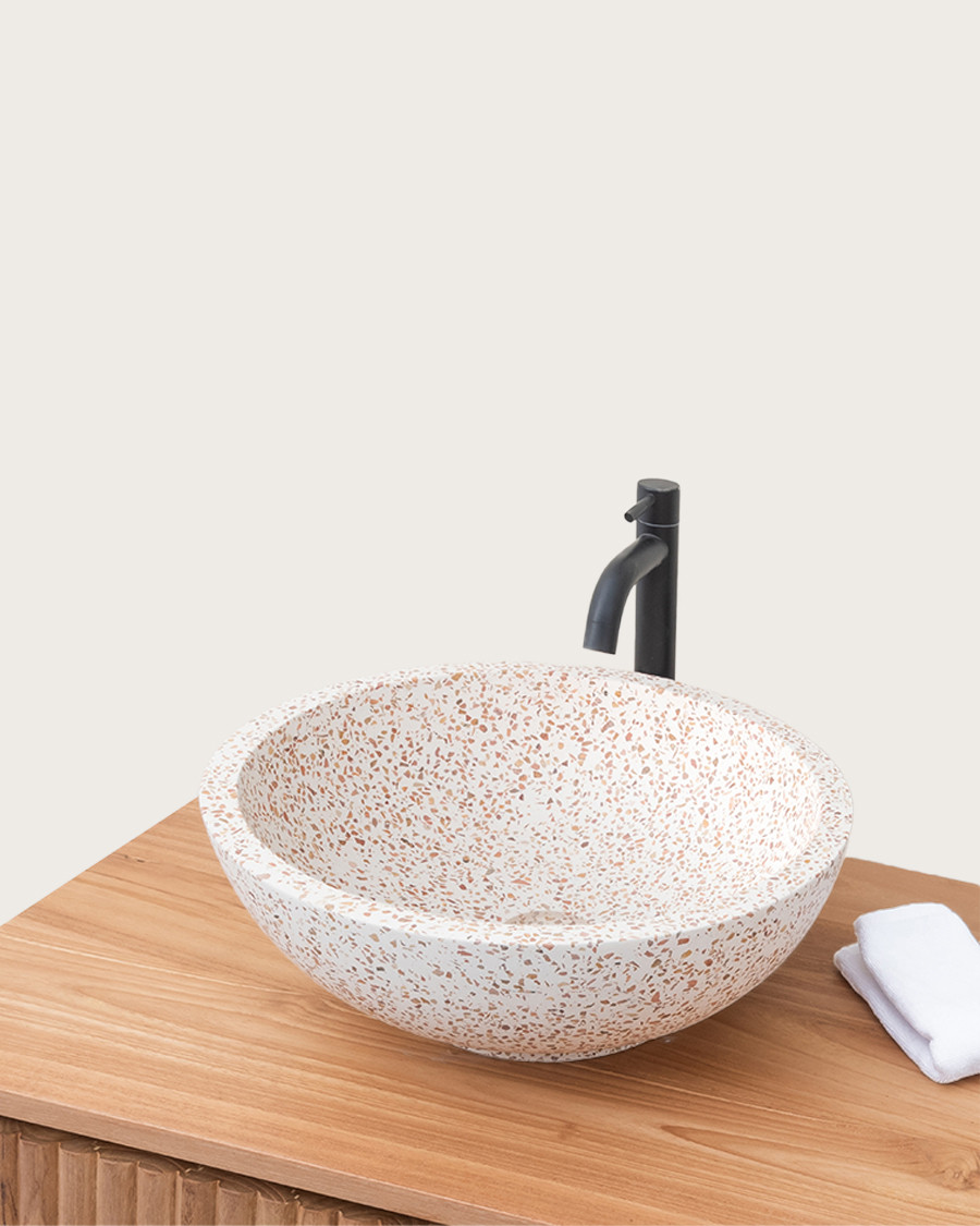 copy of Lava - Vasque marbre terrazzo blanc avec du gris et du bleu