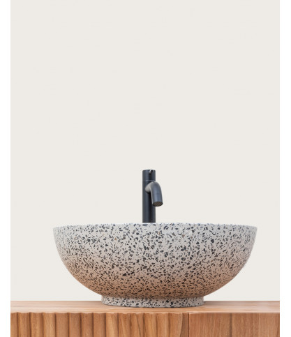 Blama - Waschbecken Marmor Terrazzo Premium weiß und grau