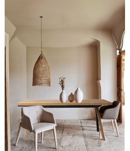 Ningbo - Table repas en teck massif L180 cm 8 pers.