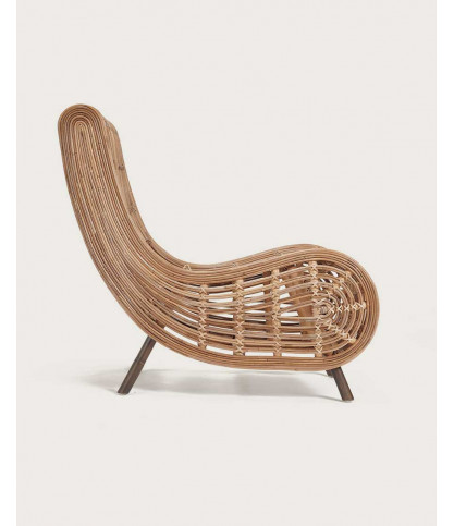 Mandiri - Lage ronde fauteuil van gevlochten rotan