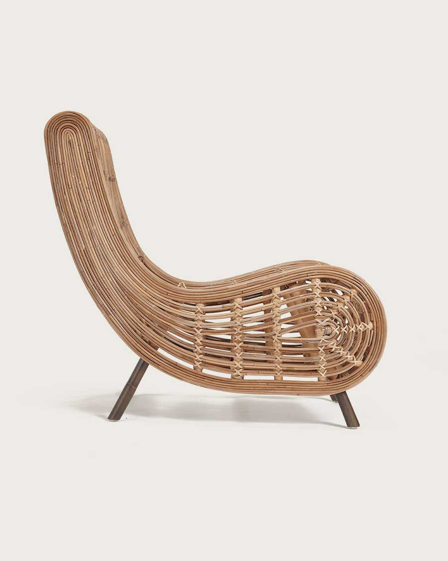Mandiri - Sillón redondo bajo de ratán tejido