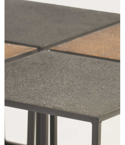 Domino - Square coffee table in two-tone black and gold metal