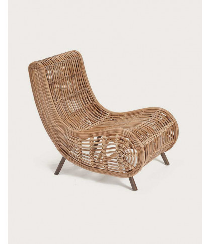 Mandiri - Lage ronde fauteuil van gevlochten rotan