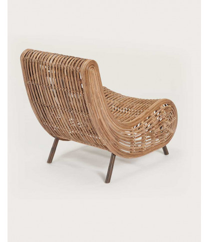 Mandiri - Lage ronde fauteuil van gevlochten rotan