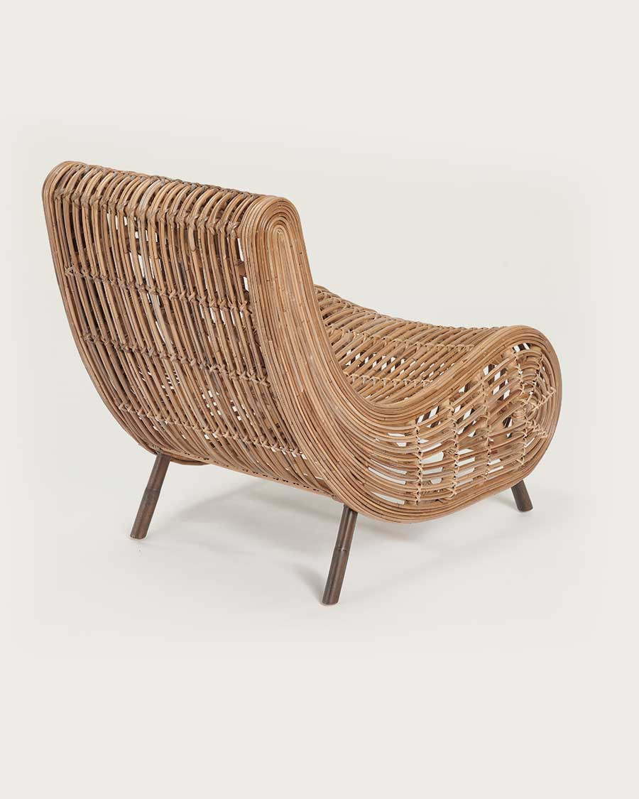 Mandiri - Sillón redondo bajo de ratán tejido