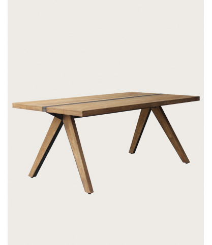 Ningbo - Table repas en teck massif L180 cm 8 pers.