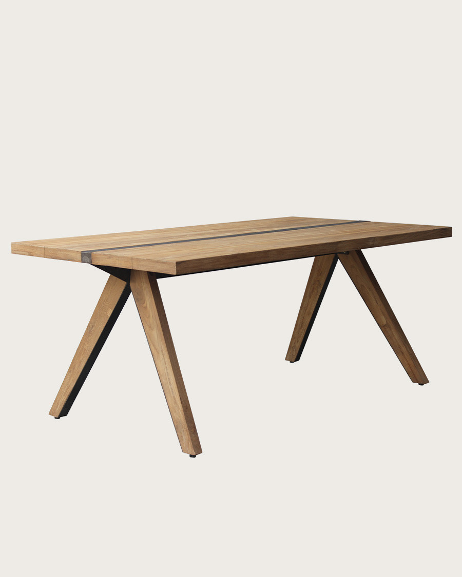 Ningbo - Table repas en teck massif L180 cm 8 pers.