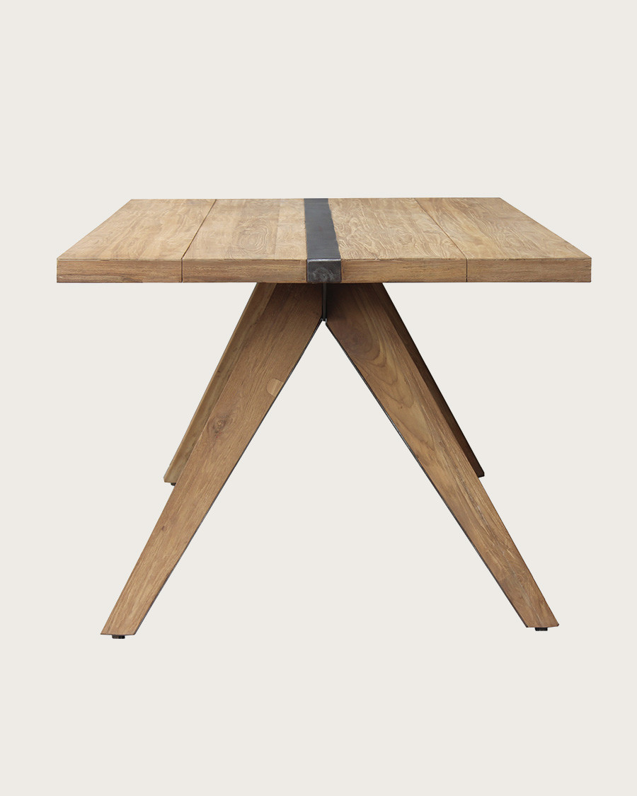 Ningbo - Table repas en teck massif L180 cm 8 pers.