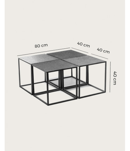 Domino - Square coffee table in two-tone black and gold metal