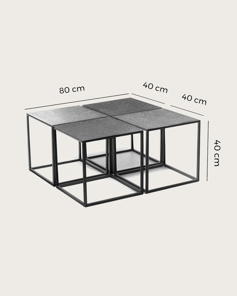 Domino - Square coffee table in two-tone black and gold metal