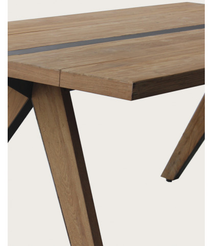 Ningbo - Table repas en teck massif L180 cm 8 pers.