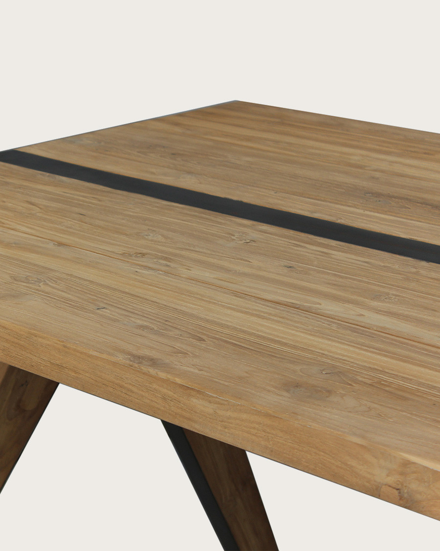 Ningbo - Table repas en teck massif L180 cm 8 pers.