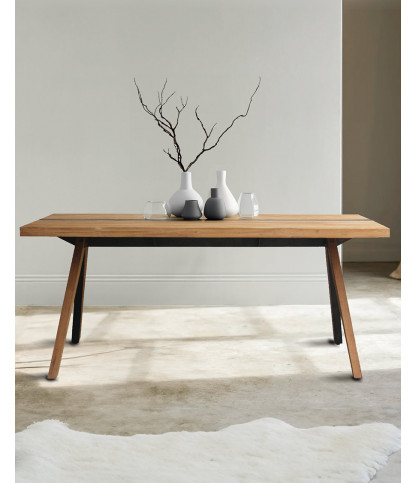 Ningbo - Table repas en teck massif L180 cm 8 pers.