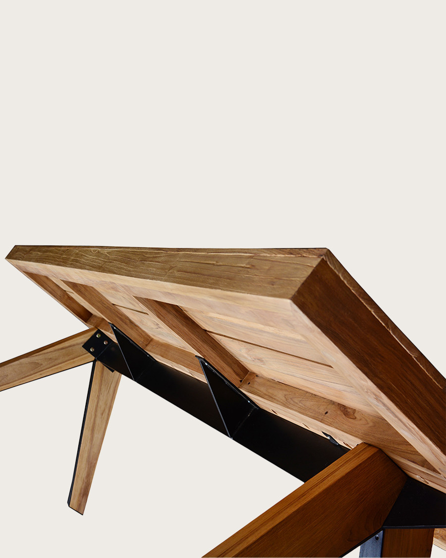 Ningbo - Table repas en teck massif L180 cm 8 pers.
