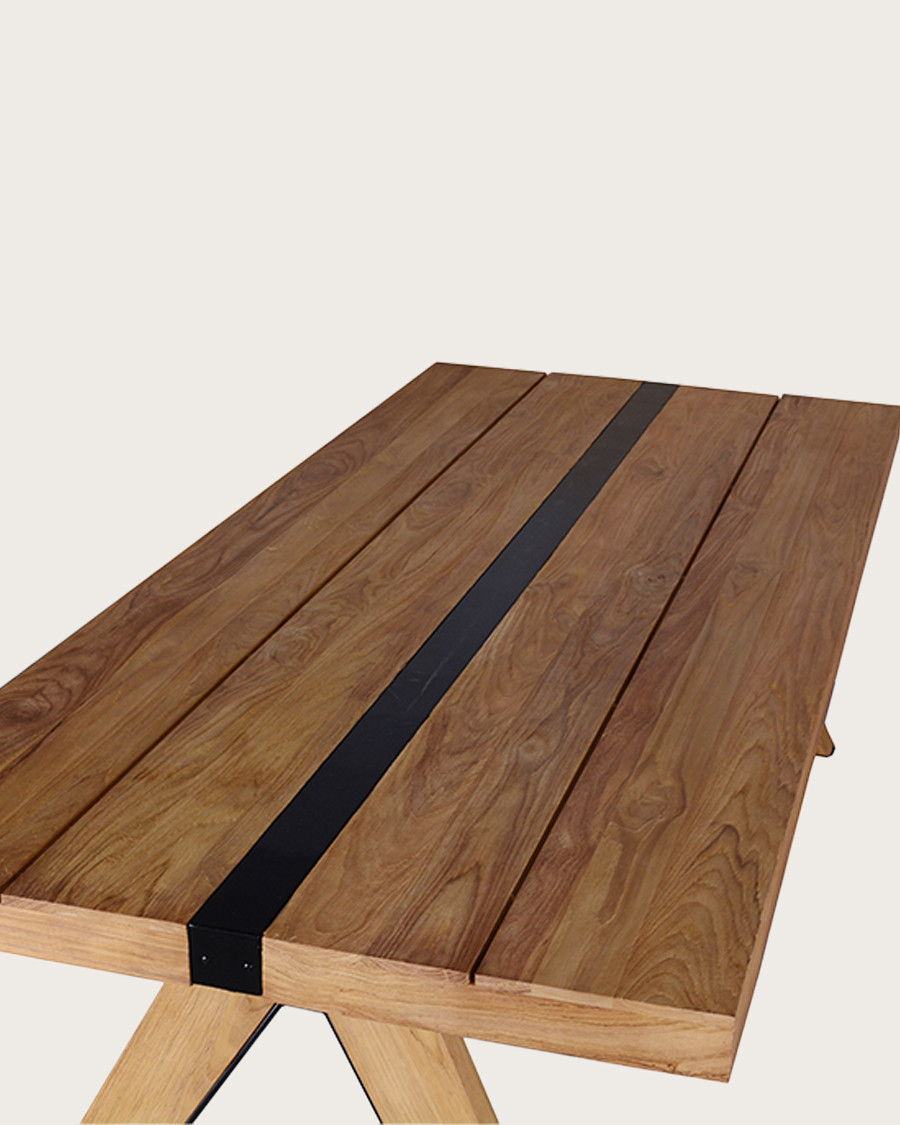 Ningbo - Table repas en teck massif L180 cm 8 pers.